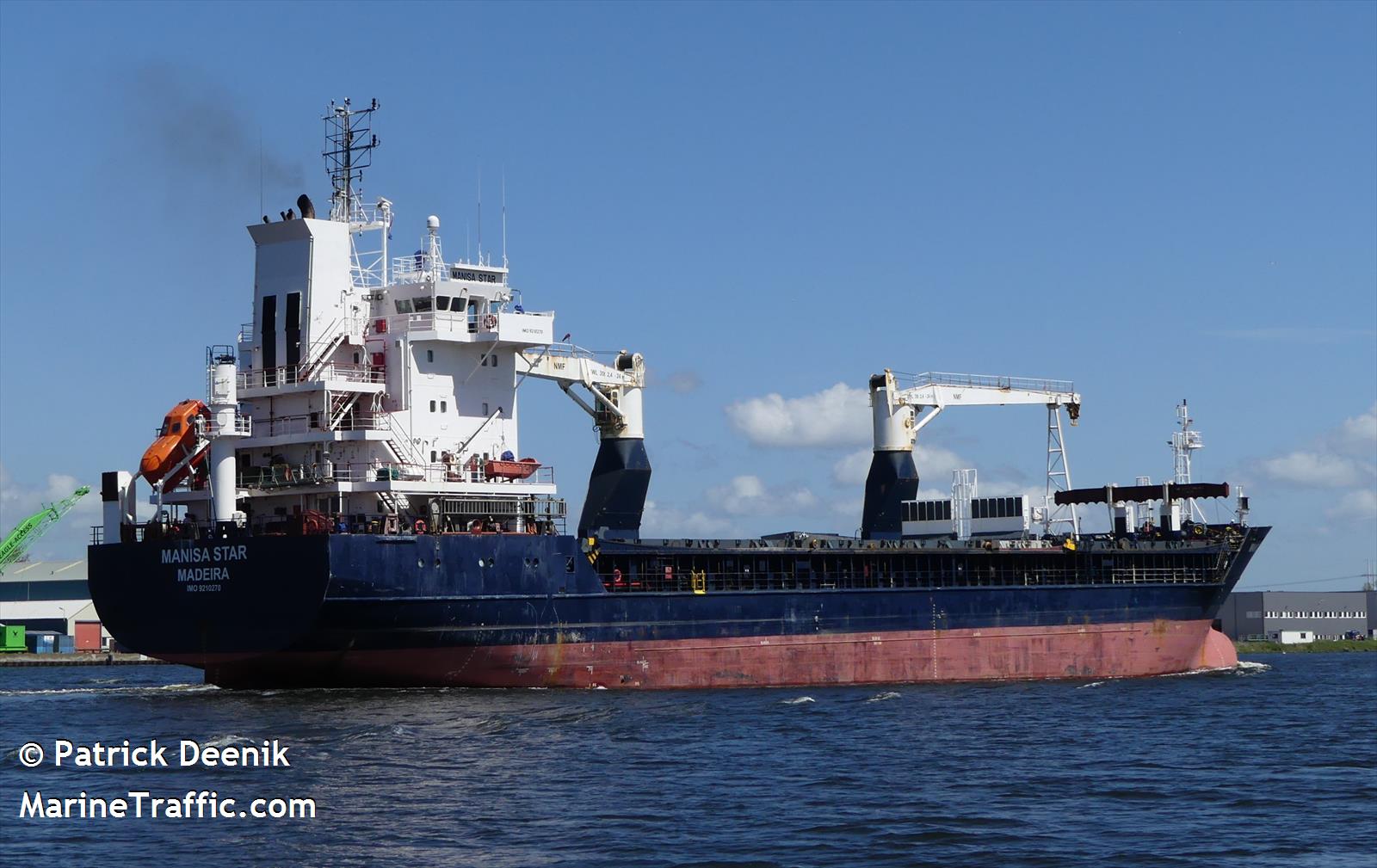 manisa star (General Cargo Ship) - IMO 9210270, MMSI 255806251, Call Sign CQAQ9 under the flag of Madeira
