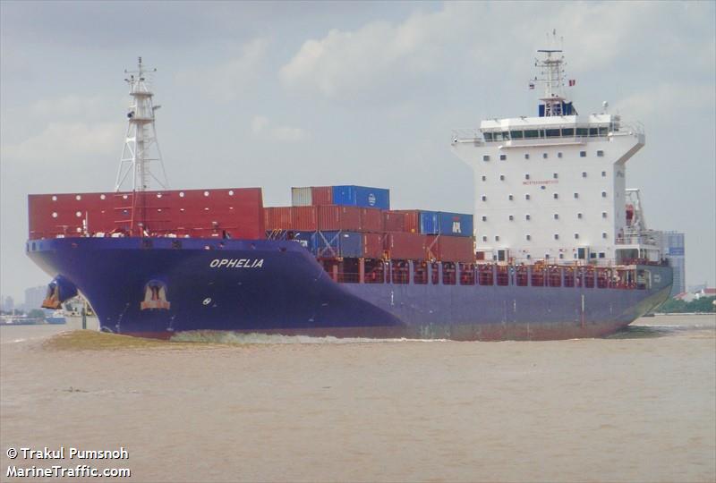 ophelia (Container Ship) - IMO 9765586, MMSI 538007726, Call Sign V7DF6 under the flag of Marshall Islands