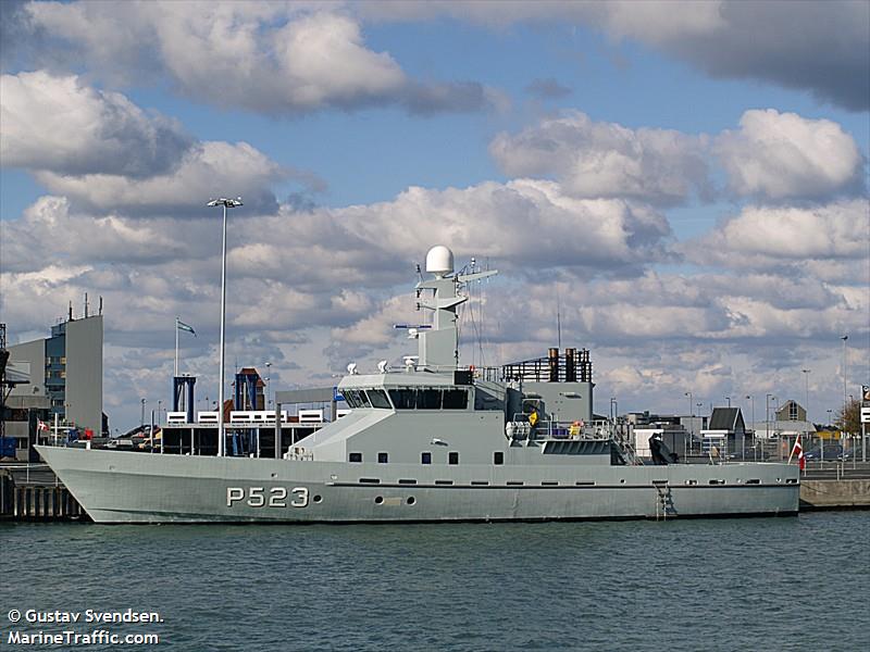 dnk navy patrol p523 (Military ops) - IMO , MMSI 220434000, Call Sign OVFD under the flag of Denmark