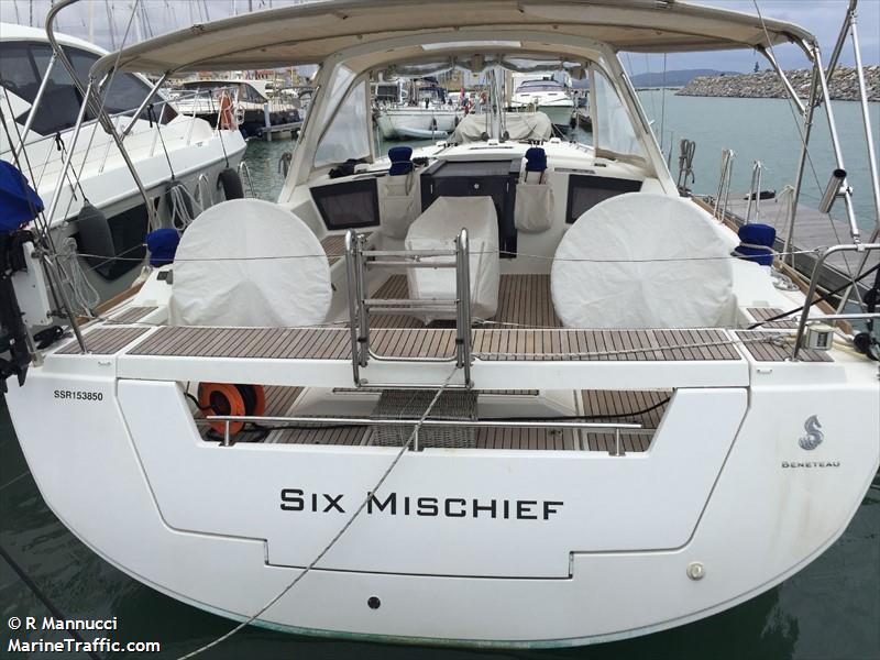 six mischief (Sailing vessel) - IMO , MMSI 235098381 under the flag of United Kingdom (UK)