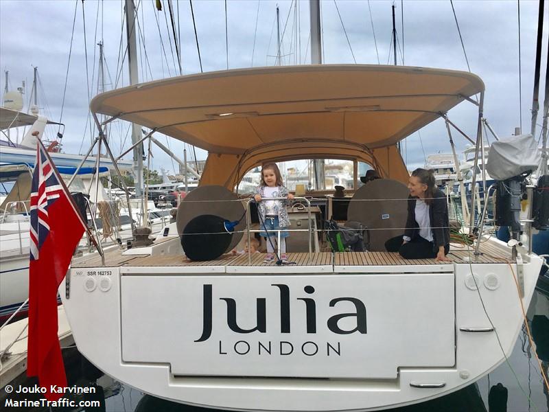 julia (Sailing vessel) - IMO , MMSI 235113229, Call Sign 2IVW8 under the flag of United Kingdom (UK)