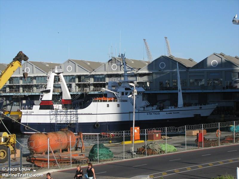 flame thorn (Fishing Vessel) - IMO , MMSI 601970000, Call Sign ZR7668 under the flag of South Africa