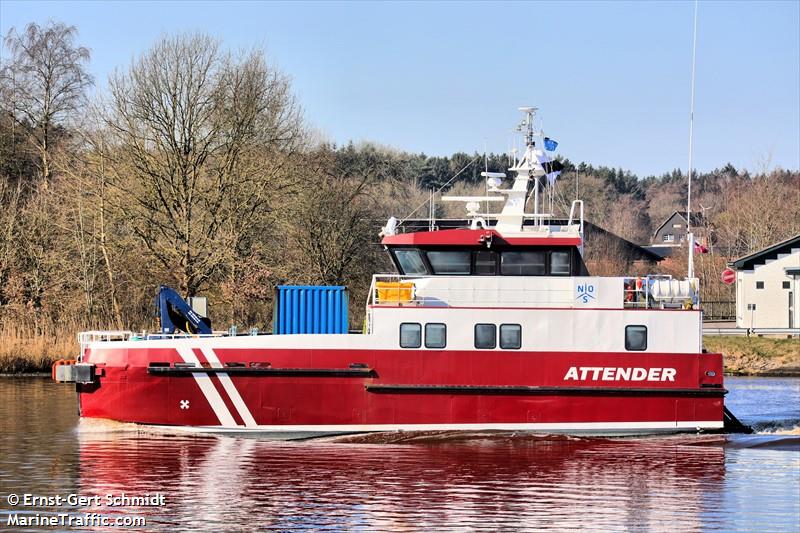 attender (Offshore Tug/Supply Ship) - IMO 9668996, MMSI 219447000, Call Sign OWKH2 under the flag of Denmark