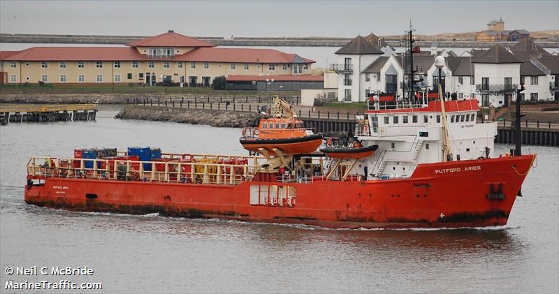 putford aries (Offshore Tug/Supply Ship) - IMO 7502966, MMSI 232003329, Call Sign GWAS under the flag of United Kingdom (UK)