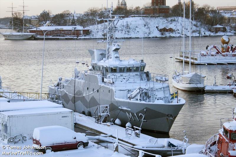 swe warship m12 (Military ops) - IMO , MMSI 265500770, Call Sign SFOQ under the flag of Sweden