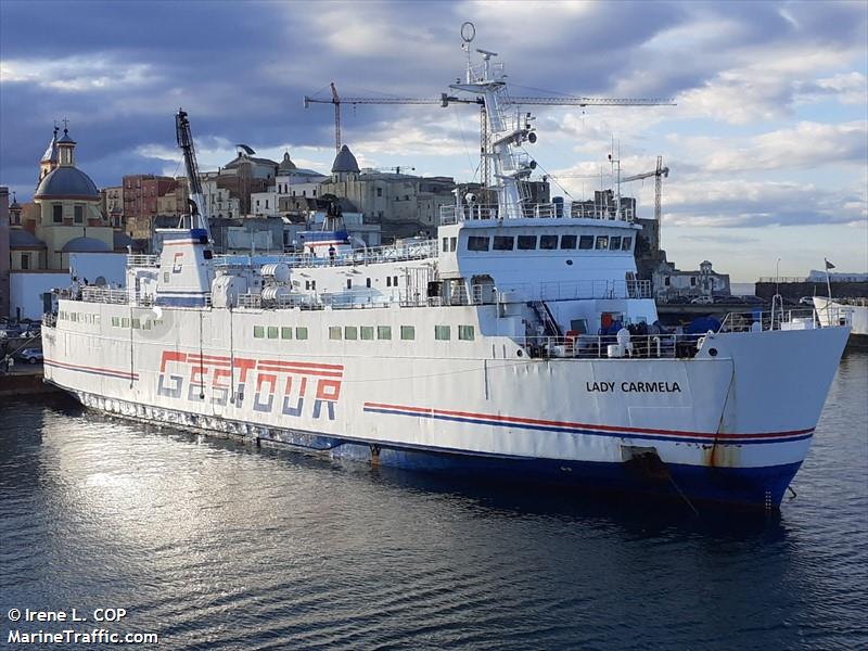 lady carmela (Passenger/Ro-Ro Cargo Ship) - IMO 7701914, MMSI 247404300, Call Sign IBBA under the flag of Italy