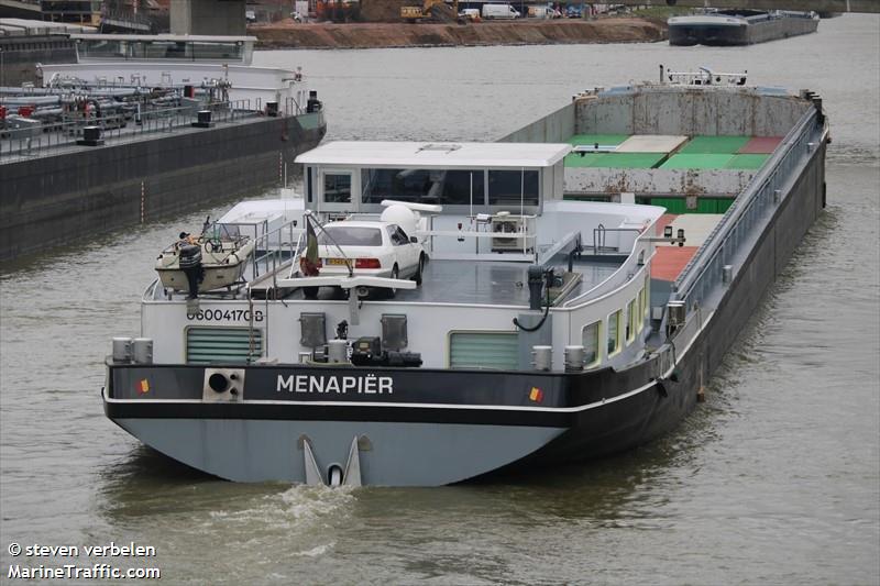menapier (Cargo ship) - IMO , MMSI 205553290, Call Sign OT5532 under the flag of Belgium