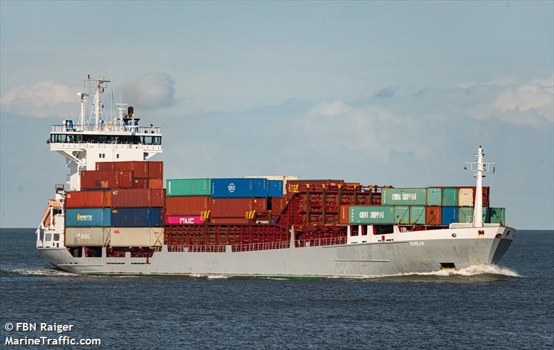 emilia (Container Ship) - IMO 9197521, MMSI 304846000, Call Sign V2HF9 under the flag of Antigua & Barbuda