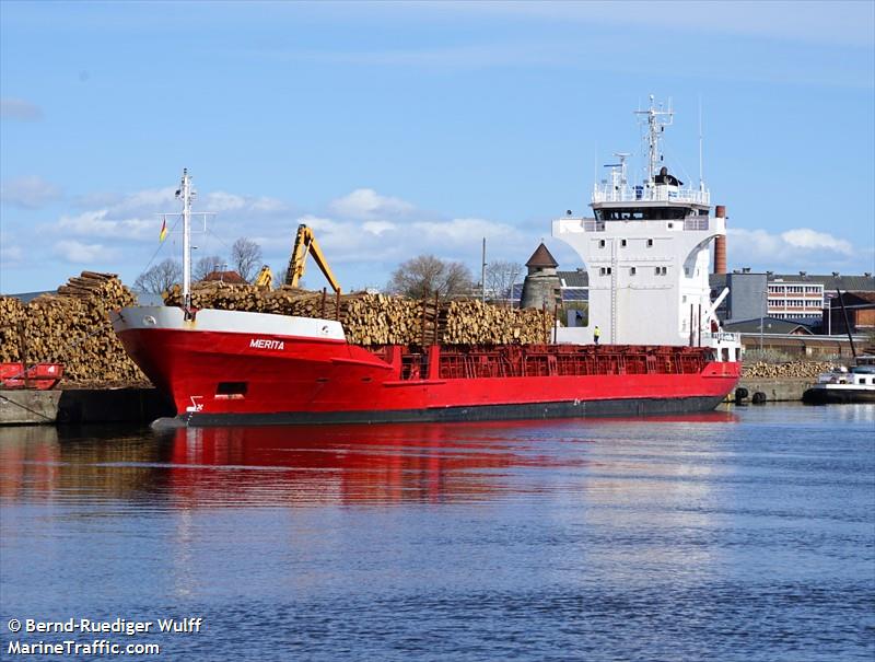 merita (General Cargo Ship) - IMO 8422034, MMSI 255805880, Call Sign CQYA under the flag of Madeira