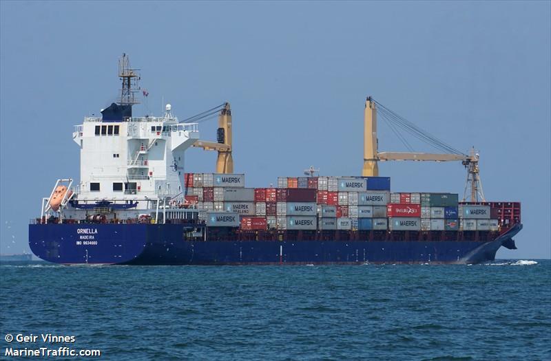 ornella (Container Ship) - IMO 9634660, MMSI 255806091, Call Sign CQIW9 under the flag of Madeira