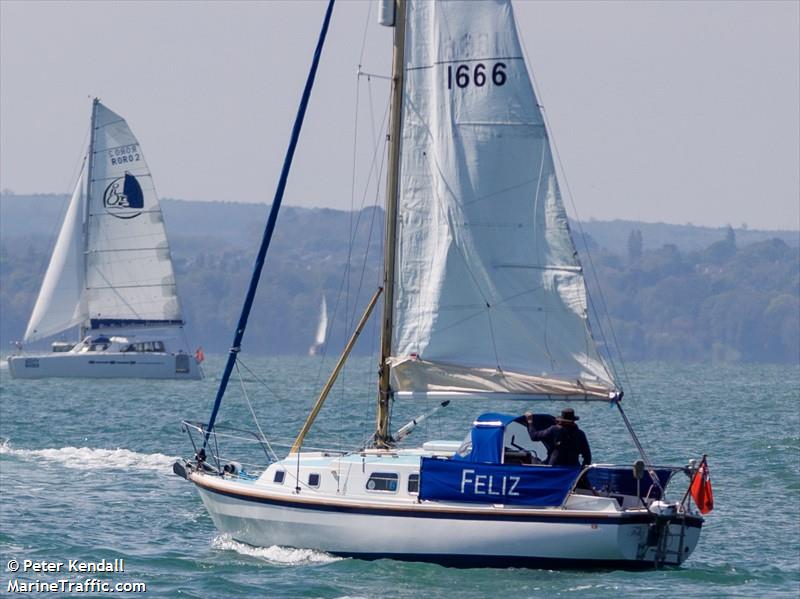 feliz (Sailing vessel) - IMO , MMSI 235054589, Call Sign MRMS7 under the flag of United Kingdom (UK)
