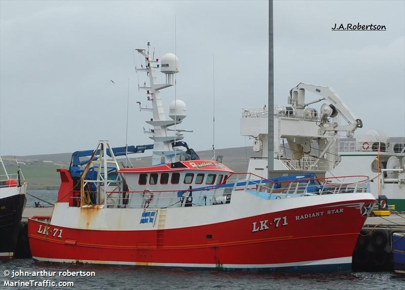 radiant star (Fishing Vessel) - IMO , MMSI 235058468, Call Sign 2ABI5 under the flag of United Kingdom (UK)