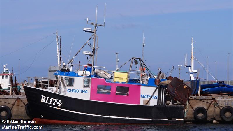 christina mathias (Fishing vessel) - IMO , MMSI 219008544, Call Sign OU8274 under the flag of Denmark