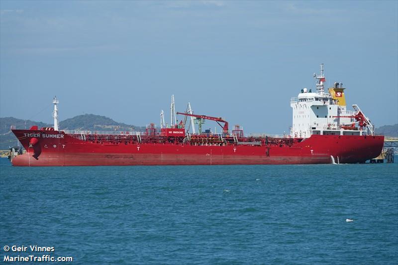 tiger summer (Chemical/Oil Products Tanker) - IMO 9510553, MMSI 477305300, Call Sign VRLF5 under the flag of Hong Kong
