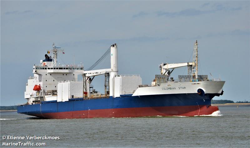 colombian star (Refrigerated Cargo Ship) - IMO 9172480, MMSI 636014240, Call Sign A8SL3 under the flag of Liberia