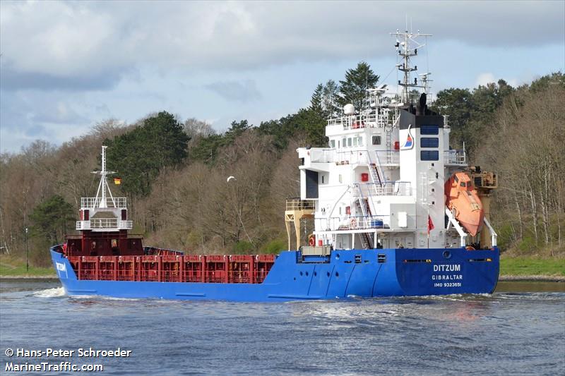 ditzum (General Cargo Ship) - IMO 9323651, MMSI 236297000, Call Sign ZDHB8 under the flag of Gibraltar