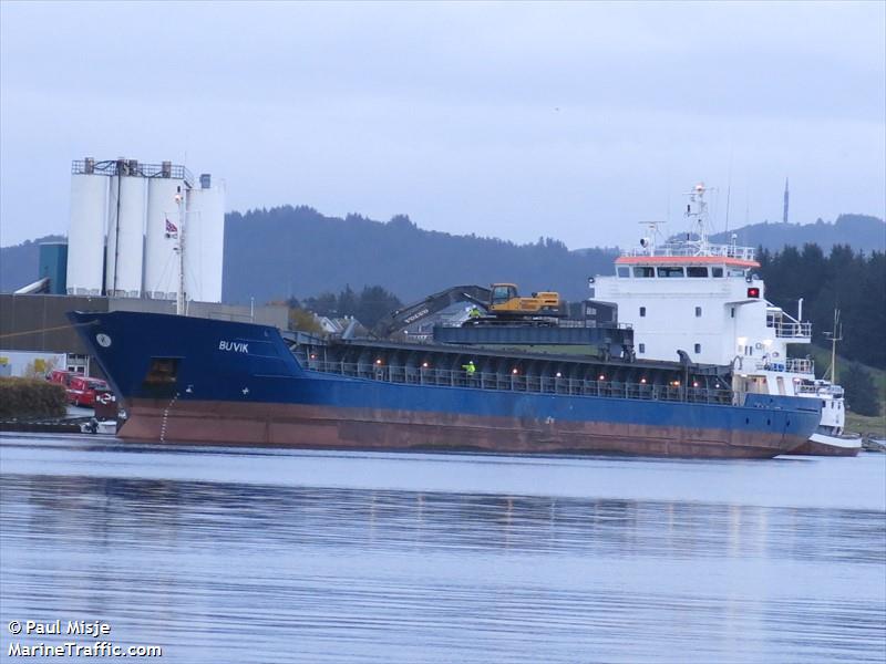 buvik (General Cargo Ship) - IMO 9006356, MMSI 236730000, Call Sign ZDRK2 under the flag of Gibraltar