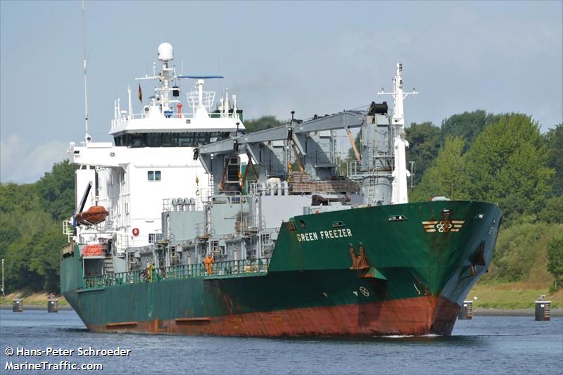green freezer (Refrigerated Cargo Ship) - IMO 8819304, MMSI 311009600, Call Sign C6XH4 under the flag of Bahamas