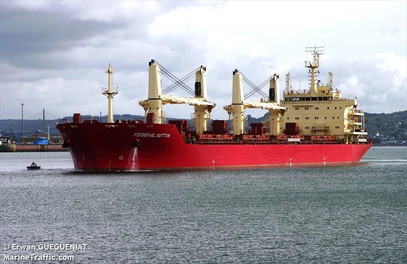 federal sutton (Bulk Carrier) - IMO 9595917, MMSI 538004383, Call Sign V7WS7 under the flag of Marshall Islands