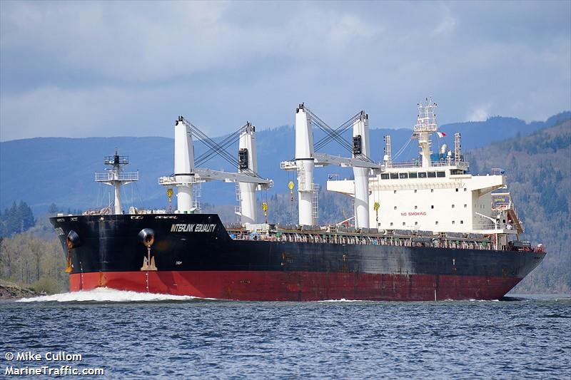 interlink equality (Bulk Carrier) - IMO 9711743, MMSI 538005696, Call Sign V7GD7 under the flag of Marshall Islands