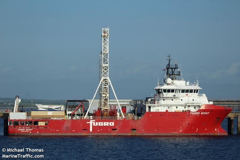 fugro scout (Research Vessel) - IMO 9600372, MMSI 566948000, Call Sign 9V3887 under the flag of Singapore