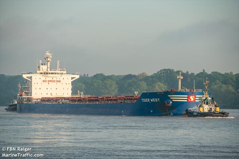 tiger west (Bulk Carrier) - IMO 9619866, MMSI 477631200, Call Sign VRKE4 under the flag of Hong Kong