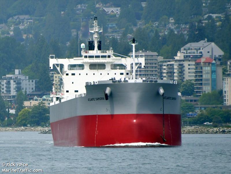 atlantic samurai (Bulk Carrier) - IMO 9783980, MMSI 538008360, Call Sign V7A2277 under the flag of Marshall Islands