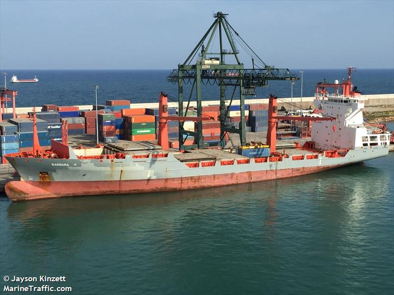 barbara p (Container Ship) - IMO 9144720, MMSI 255805600, Call Sign CQHY under the flag of Madeira