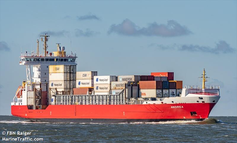 andrea (Container Ship) - IMO 9333357, MMSI 236481000, Call Sign ZDIS8 under the flag of Gibraltar