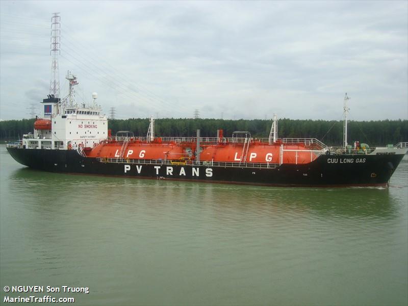 cuu long gas (LPG Tanker) - IMO 9143142, MMSI 574197187, Call Sign 3WDW under the flag of Vietnam
