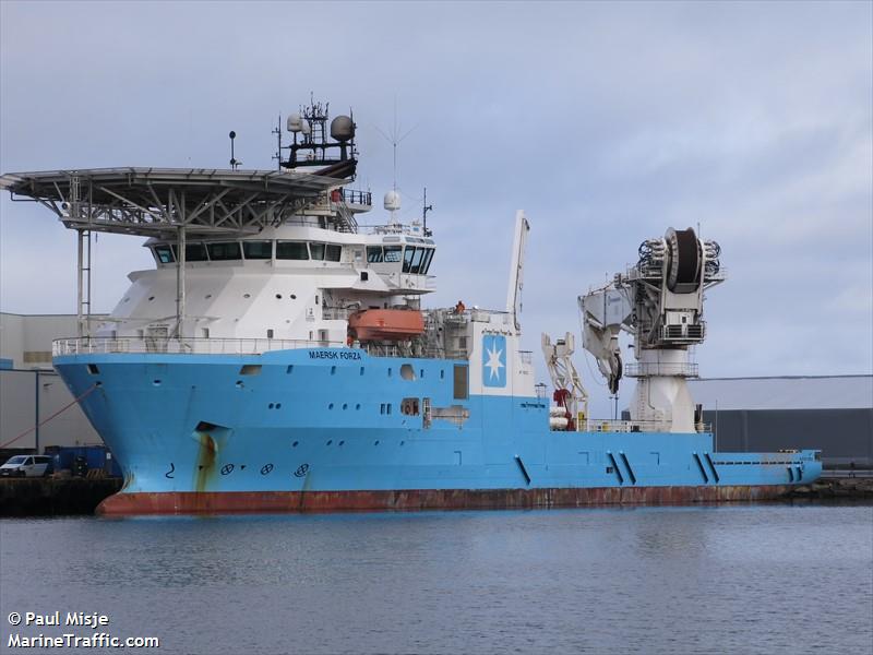 maersk forza (Offshore Support Vessel) - IMO 9392690, MMSI 219224000, Call Sign OYWO2 under the flag of Denmark