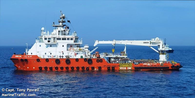 jana 34 (Offshore Tug/Supply Ship) - IMO 9777759, MMSI 408676000, Call Sign A9D3319 under the flag of Bahrain