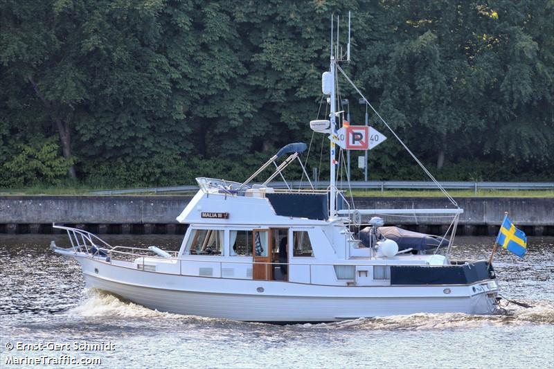 malia iii (Pleasure craft) - IMO , MMSI 265686070, Call Sign SA7476 under the flag of Sweden