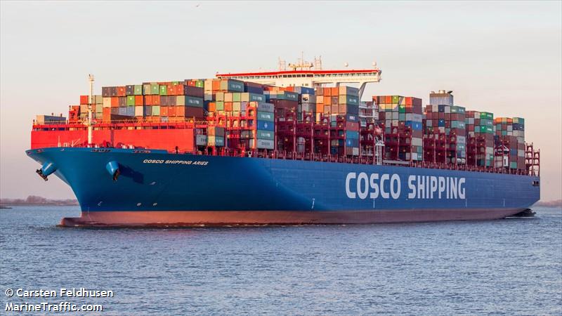 cosco shipping aries (Container Ship) - IMO 9783497, MMSI 477148800, Call Sign VRRB4 under the flag of Hong Kong