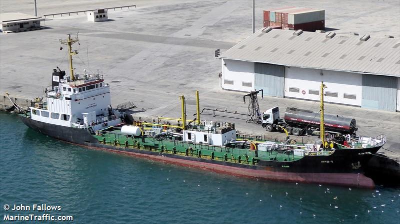 m.t.mib1 (Bitumen Tanker) - IMO 8806321, MMSI 341868000, Call Sign V4NO under the flag of St Kitts & Nevis