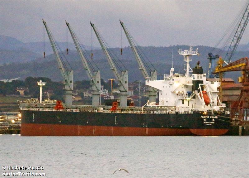 pacific award (Bulk Carrier) - IMO 9712905, MMSI 477078100, Call Sign VROQ7 under the flag of Hong Kong