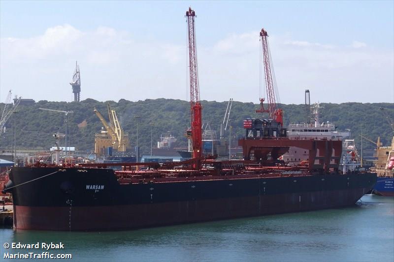 warsaw (Bulk Carrier) - IMO 9615389, MMSI 538004802, Call Sign V7ZE3 under the flag of Marshall Islands