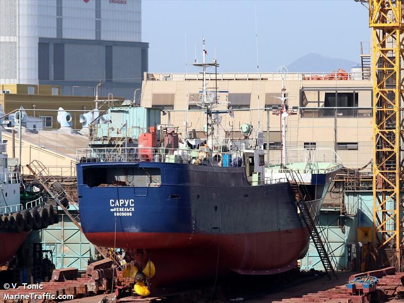 sarus (Fishing Vessel) - IMO 8809086, MMSI 273299050, Call Sign UBCW6 under the flag of Russia