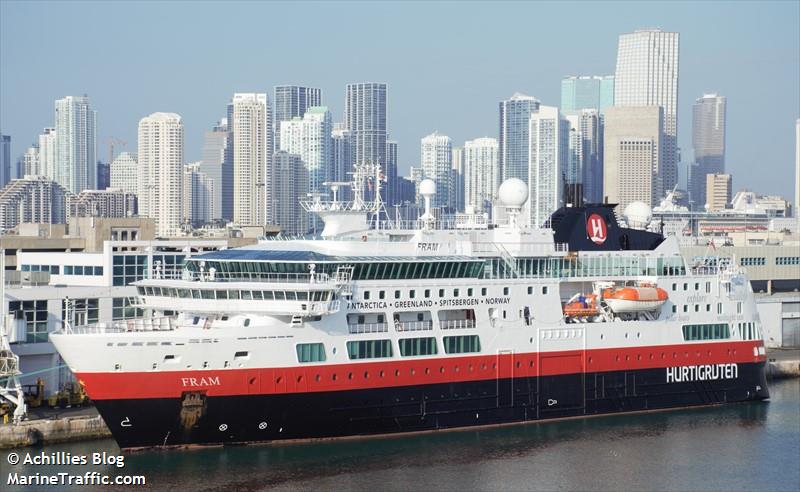 fram (Passenger/Ro-Ro Cargo Ship) - IMO 9370018, MMSI 258932000, Call Sign LADA7 under the flag of Norway