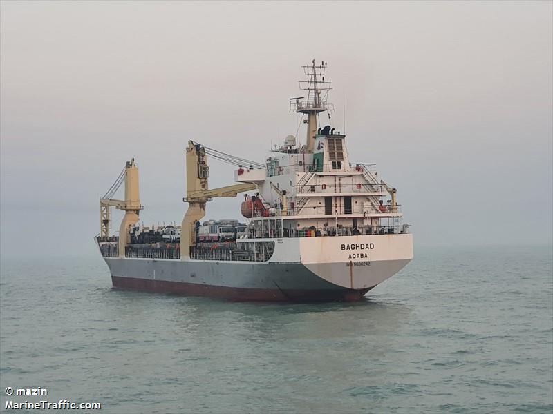 baghdad (General Cargo Ship) - IMO 9636242, MMSI 438031018, Call Sign JYB298 under the flag of Jordan
