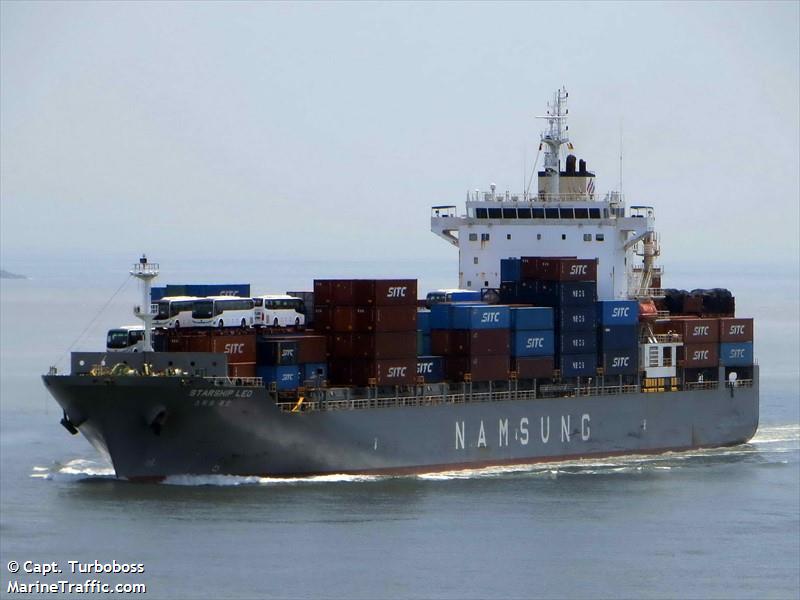 starship leo (Container Ship) - IMO 9650066, MMSI 538004893, Call Sign V7ZQ9 under the flag of Marshall Islands