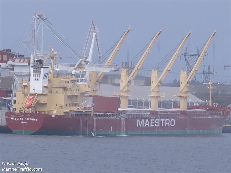 maestro sapphire (Bulk Carrier) - IMO 9756250, MMSI 538008971, Call Sign V7A2960 under the flag of Marshall Islands