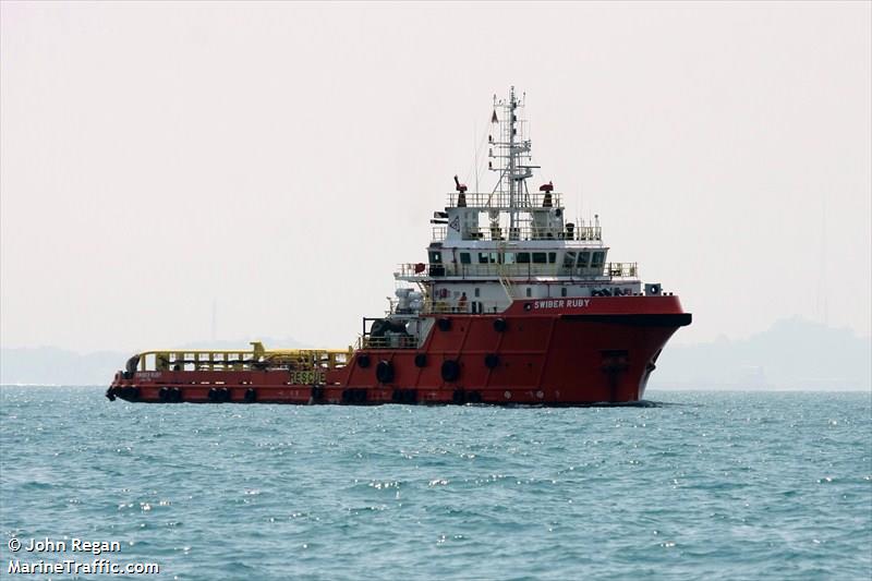 swiber ruby (Offshore Tug/Supply Ship) - IMO 9680475, MMSI 525005257, Call Sign JZNG under the flag of Indonesia