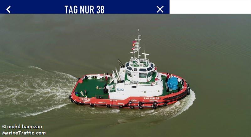 tag nur 38 (Tug) - IMO 9825192, MMSI 533131035, Call Sign 9MRP7 under the flag of Malaysia