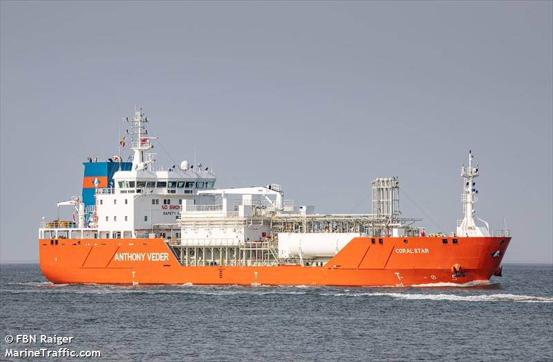 coral star (LPG Tanker) - IMO 9685499, MMSI 244790522, Call Sign PCUP under the flag of Netherlands