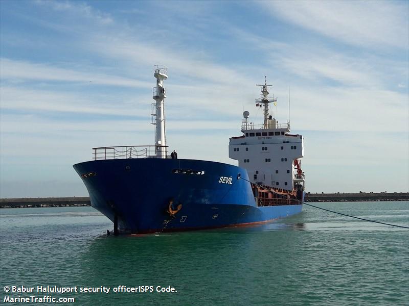 sevil (General Cargo Ship) - IMO 9148518, MMSI 341855000, Call Sign V4VE3 under the flag of St Kitts & Nevis