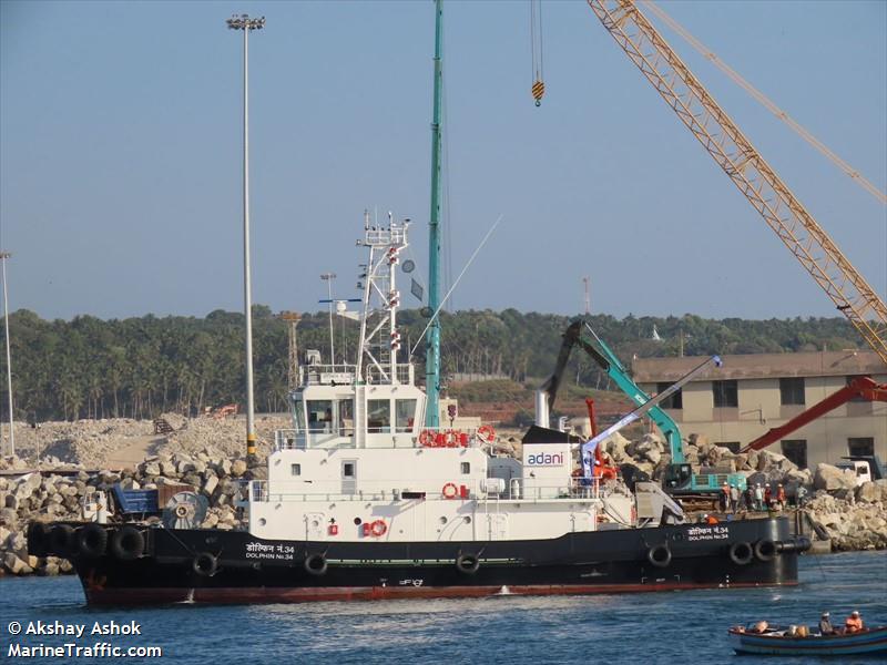 dolphin no.34 (Tug) - IMO 9891309, MMSI 419001650, Call Sign VTLE under the flag of India