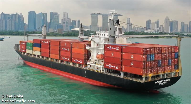 x-press kaveri (Container Ship) - IMO 9470765, MMSI 563141600, Call Sign 9V7544 under the flag of Singapore