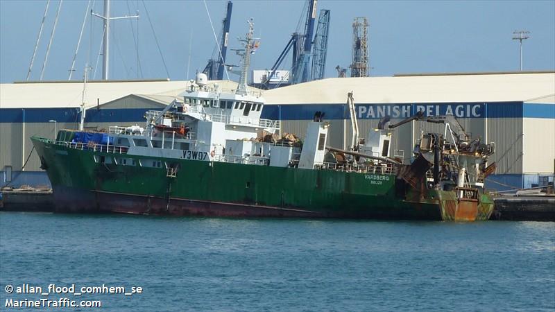 vardberg (Fish Factory Ship) - IMO 7705051, MMSI 312189000, Call Sign V3WO7 under the flag of Belize