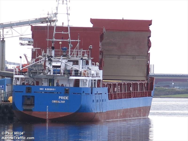 pride (General Cargo Ship) - IMO 9252931, MMSI 236166000, Call Sign ZDFD7 under the flag of Gibraltar